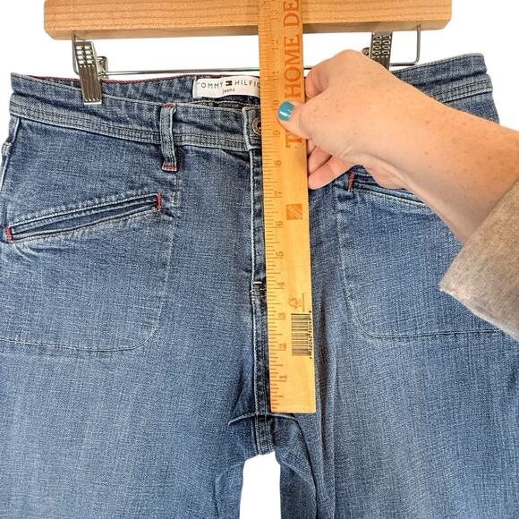 VTG 2003 Y2k TOMMY HILFIGER Jeans Womens SIZE 32x30 Wide Leg Flap Pocket Size 12 - Picture 9 of 11